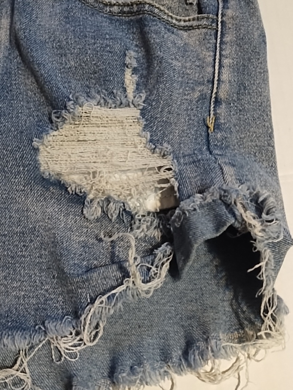 Blue Distressed Denim Women's Shorts (S) - Picture 2 of 16